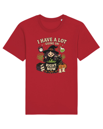 Funny Introvert Halloween Witch in a Overwhelmed Busy Night Red