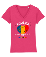 România e acasă oriunde m-aș afla  Tricou mânecă scurtă guler V Damă Evoker