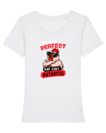 Nu sunt perfect. Dar sunt autentic  Tricou mânecă scurtă guler larg fitted Damă Expresser