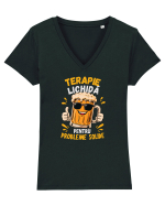Terapie lichidă pentru probleme solide  Tricou mânecă scurtă guler V Damă Evoker