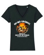 Nu mă grăbesc  Tricou mânecă scurtă guler V Damă Evoker