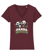 Funny Panda Humor Bamboos Pandas Lover Cute Animal Pun Tricou mânecă scurtă guler V Damă Evoker