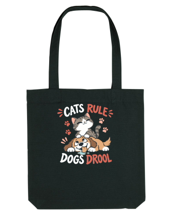 Funny Feline Cartoon Cat vs Dog Humor Cute Pet Animals Black
