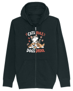 Funny Feline Cartoon Cat vs Dog Humor Cute Pet Animals Hanorac cu fermoar Unisex Connector