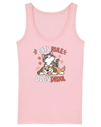 Funny Feline Cartoon Cat vs Dog Humor Cute Pet Animals Cotton Pink