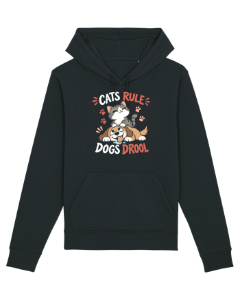 Funny Feline Cartoon Cat vs Dog Humor Cute Pet Animals Black