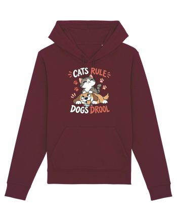 Funny Feline Cartoon Cat vs Dog Humor Cute Pet Animals Burgundy