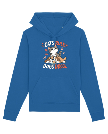 Funny Feline Cartoon Cat vs Dog Humor Cute Pet Animals Royal Blue