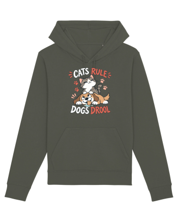 Funny Feline Cartoon Cat vs Dog Humor Cute Pet Animals Khaki