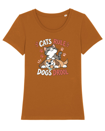 Funny Feline Cartoon Cat vs Dog Humor Cute Pet Animals Roasted Orange