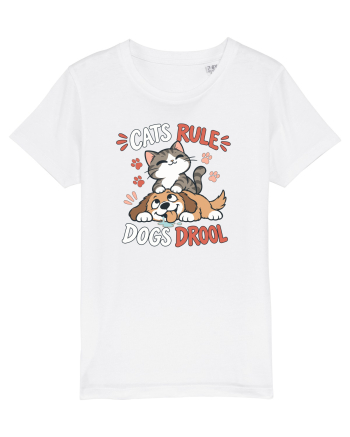 Funny Feline Cartoon Cat vs Dog Humor Cute Pet Animals White