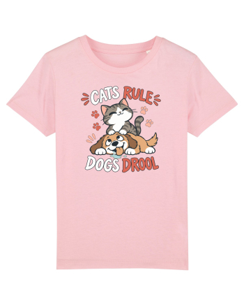 Funny Feline Cartoon Cat vs Dog Humor Cute Pet Animals Cotton Pink