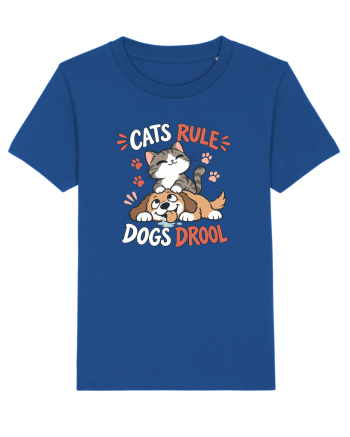 Funny Feline Cartoon Cat vs Dog Humor Cute Pet Animals Majorelle Blue