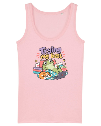 Funny Frog Procrastination Humor Relaxing Frogs Lover Lazy Cotton Pink