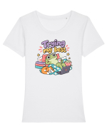 Funny Frog Procrastination Humor Relaxing Frogs Lover Lazy Tricou mânecă scurtă guler larg fitted Damă Expresser