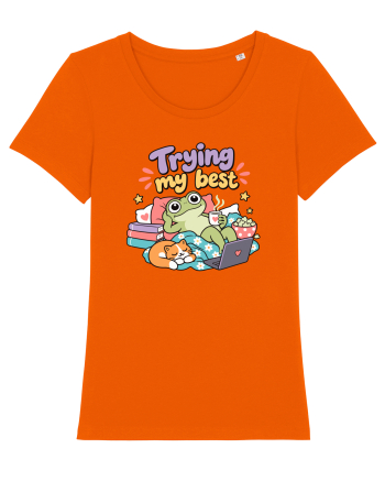 Funny Frog Procrastination Humor Relaxing Frogs Lover Lazy Bright Orange