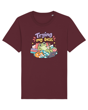 Funny Frog Procrastination Humor Relaxing Frogs Lover Lazy Burgundy