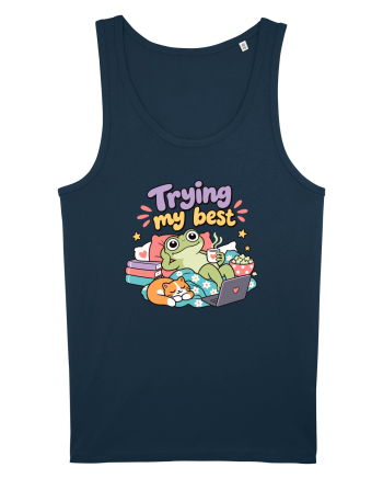 Funny Frog Procrastination Humor Relaxing Frogs Lover Lazy Navy