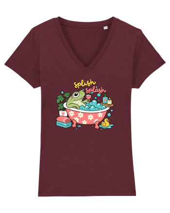 Funny Frog Relaxation Spa Bath Humor Relaxing Frogs Lover Burgundy