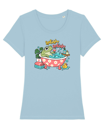 Funny Frog Relaxation Spa Bath Humor Relaxing Frogs Lover Sky Blue