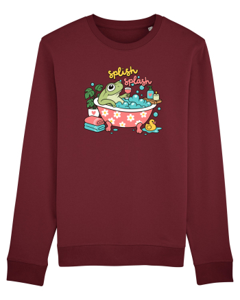 Funny Frog Relaxation Spa Bath Humor Relaxing Frogs Lover Burgundy