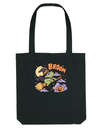 Funny Halloween Frog Witch Broomstick Pumpkin Bat Cute Broom Black