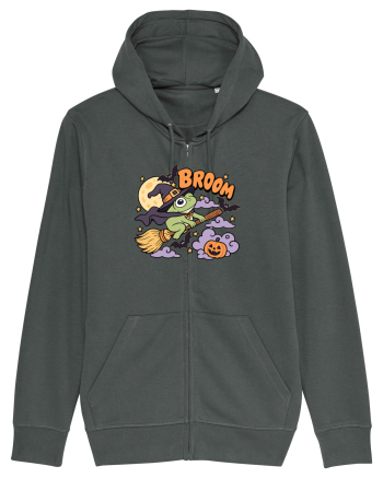 Funny Halloween Frog Witch Broomstick Pumpkin Bat Cute Broom Anthracite