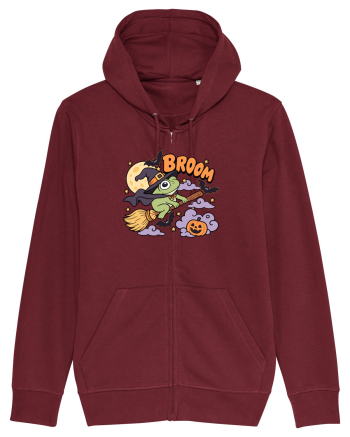 Funny Halloween Frog Witch Broomstick Pumpkin Bat Cute Broom Burgundy