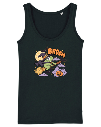 Funny Halloween Frog Witch Broomstick Pumpkin Bat Cute Broom Black