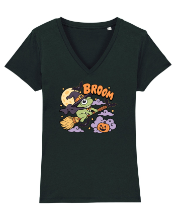 Funny Halloween Frog Witch Broomstick Pumpkin Bat Cute Broom Black