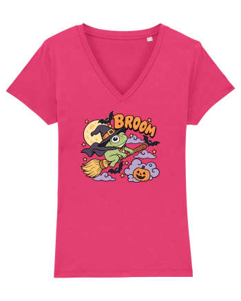 Funny Halloween Frog Witch Broomstick Pumpkin Bat Cute Broom Raspberry