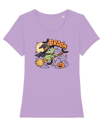 Funny Halloween Frog Witch Broomstick Pumpkin Bat Cute Broom Lavender Dawn