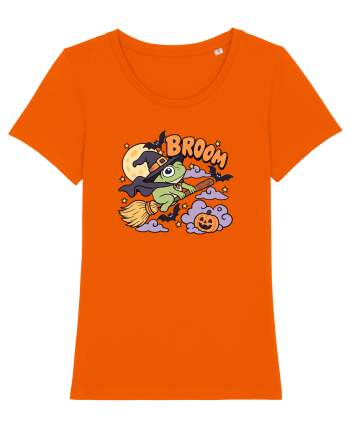Funny Halloween Frog Witch Broomstick Pumpkin Bat Cute Broom Bright Orange