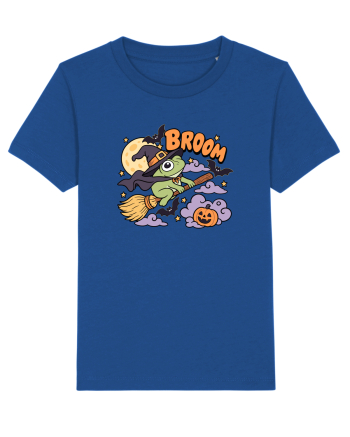 Funny Halloween Frog Witch Broomstick Pumpkin Bat Cute Broom Majorelle Blue