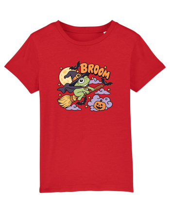Funny Halloween Frog Witch Broomstick Pumpkin Bat Cute Broom Red