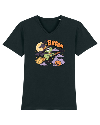 Funny Halloween Frog Witch Broomstick Pumpkin Bat Cute Broom Black