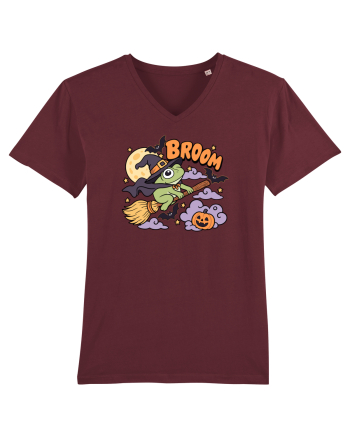 Funny Halloween Frog Witch Broomstick Pumpkin Bat Cute Broom Burgundy