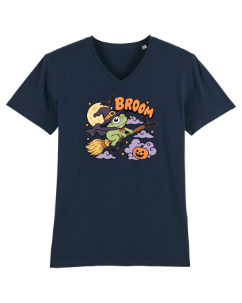 Funny Halloween Frog Witch Broomstick Pumpkin Bat Cute Broom French Navy