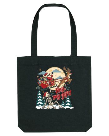Funny Christmas Skeleton Santa Sleigh Reindeer Present Snatch Black