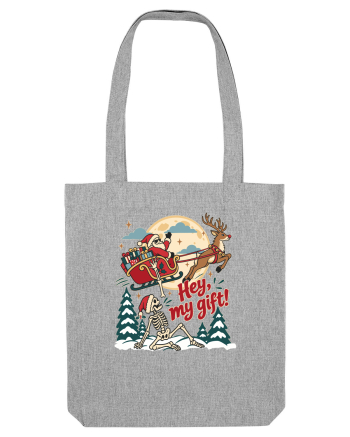 Funny Christmas Skeleton Santa Sleigh Reindeer Present Snatch Heather Grey