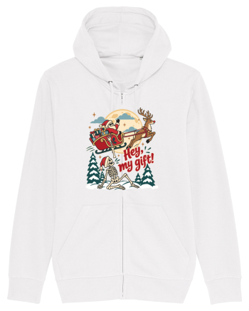 Funny Christmas Skeleton Santa Sleigh Reindeer Present Snatch White