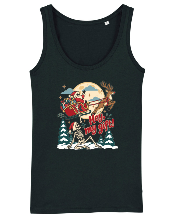 Funny Christmas Skeleton Santa Sleigh Reindeer Present Snatch Black