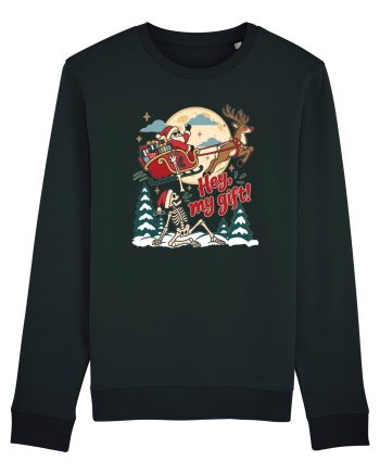Funny Christmas Skeleton Santa Sleigh Reindeer Present Snatch Black