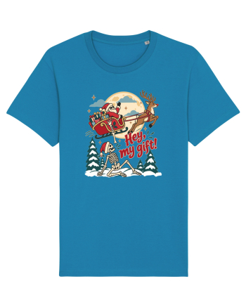 Funny Christmas Skeleton Santa Sleigh Reindeer Present Snatch Azur