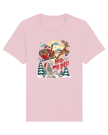 Funny Christmas Skeleton Santa Sleigh Reindeer Present Snatch Cotton Pink