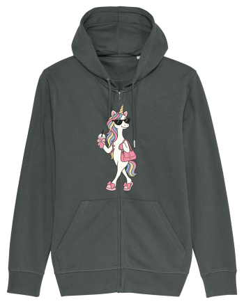 Stylish Unicorn with Sunglasses and Rainbow Hair Pretty Cute Anthracite