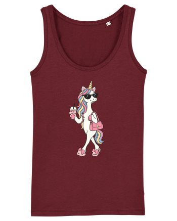 Stylish Unicorn with Sunglasses and Rainbow Hair Pretty Cute Burgundy