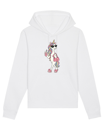 Stylish Unicorn with Sunglasses and Rainbow Hair Pretty Cute White