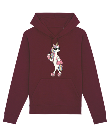 Stylish Unicorn with Sunglasses and Rainbow Hair Pretty Cute Burgundy