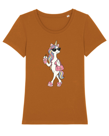 Stylish Unicorn with Sunglasses and Rainbow Hair Pretty Cute Roasted Orange